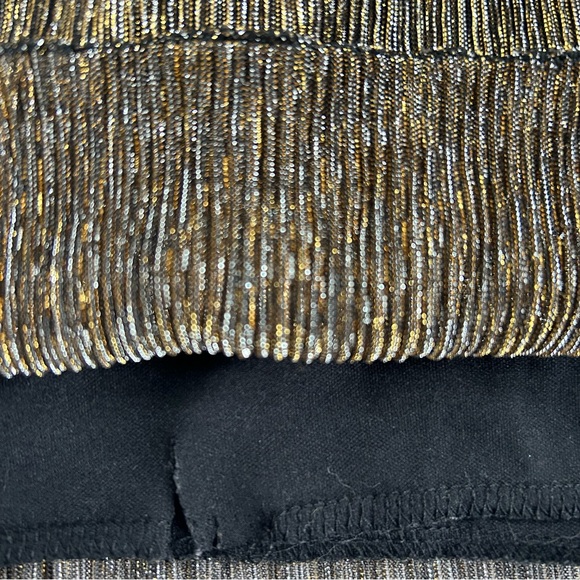 Women's TRADITION Vintage Gold, Silver, and Black Slit Sleeve Blouse Size Small - Picture 6 of 15